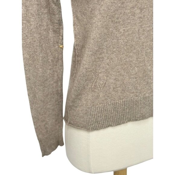 Zadig Voltaire Vivi Elbow Star Patch Cashmere Sweater Brown Gold V-Neck Size XS - Picture 2 of 9